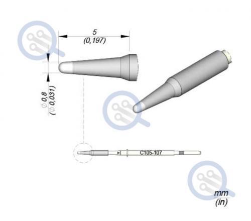 jbc c105-107 0.8mm straight tip